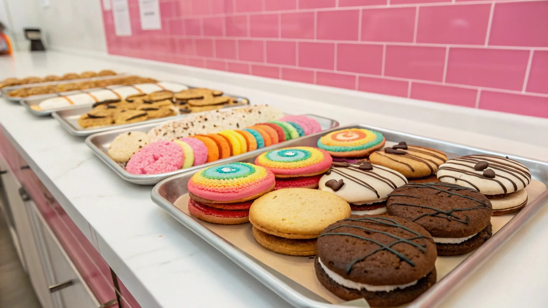 A colorful display of Crumbl Cookies featuring unique flavors and toppings, highlighting what are the three C's of Crumbl Cookies.