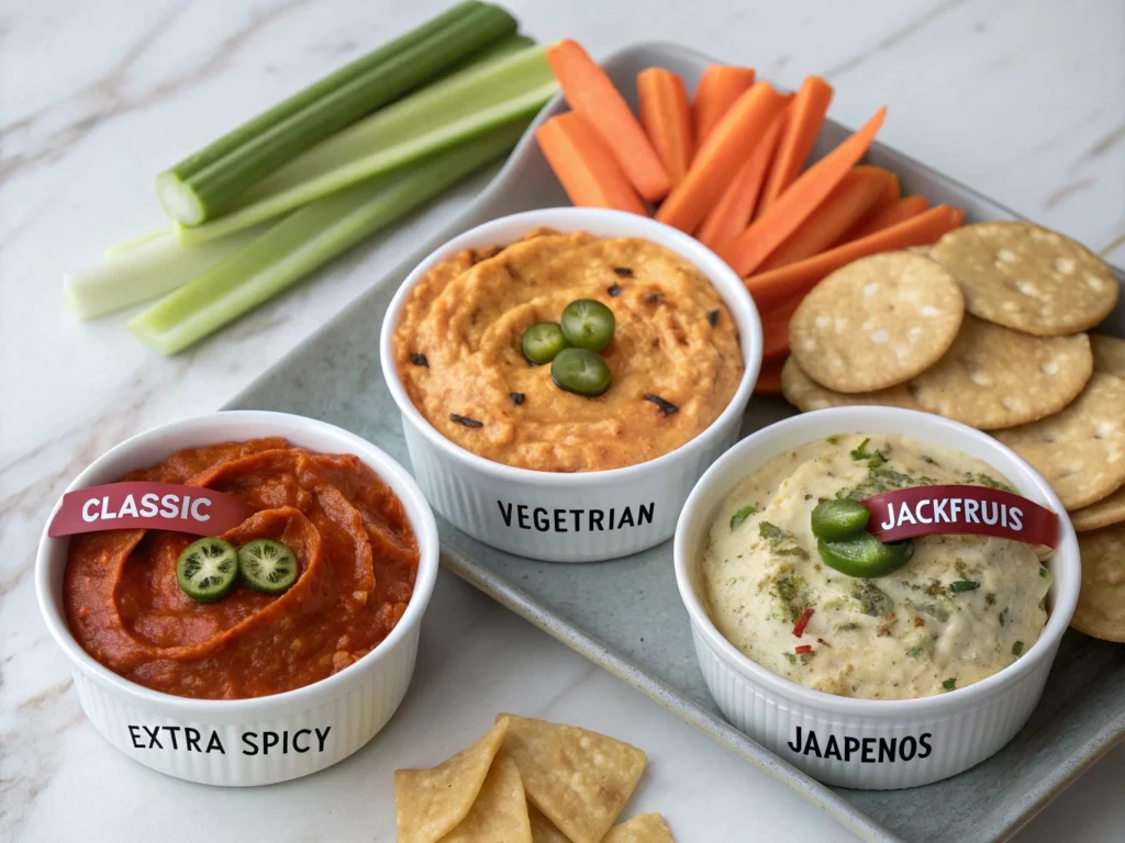 Buffalo chicken dip variations – classic, spicy, and vegetarian cottage cheese dips for every guest