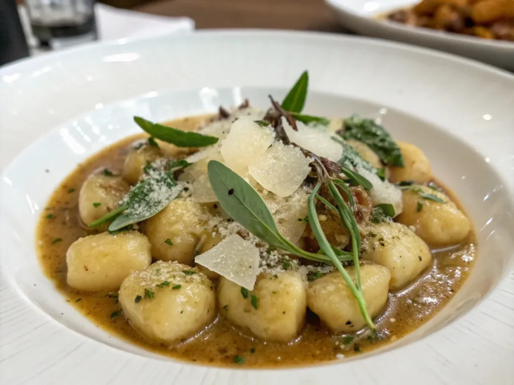 Modern plated gnocchi with brown butter sage sauce – what is gnocchi