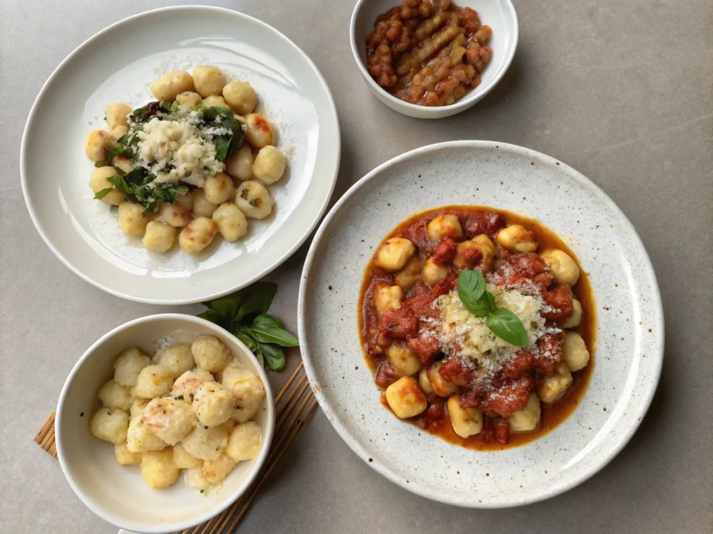 Visual comparison of gnocchi portion sizes: side dish, appetizer, and main course – gnocchi portion guide