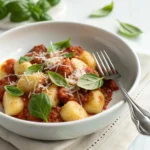 Perfectly portioned homemade gnocchi with tomato basil sauce – recipe for gnocchi serving size