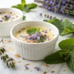 Lavender honey panna cotta recipe as a floral-forward example of modern dessert trends with elegant presentation