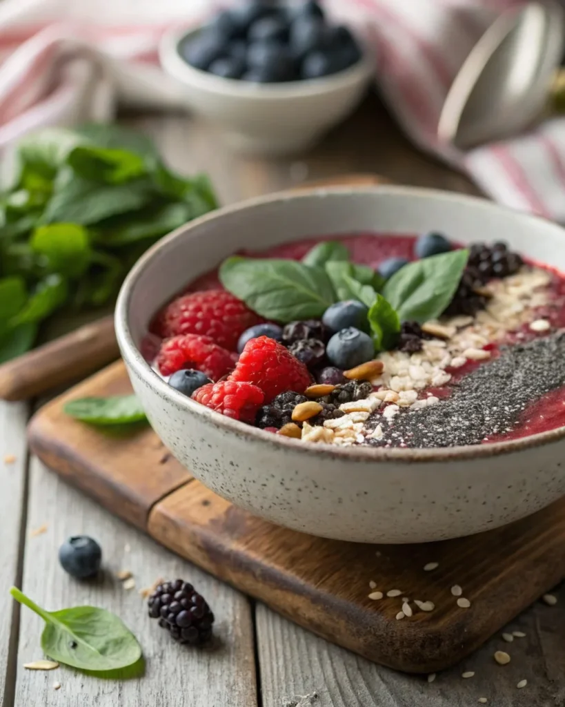 Smoothie bowl with chia and berries inspired by Natural Zepbound Recipe